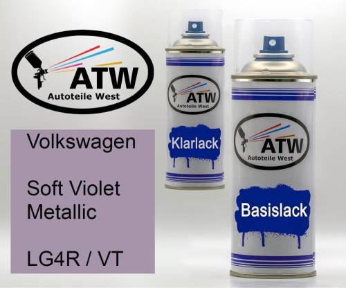 Volkswagen, Soft Violet Metallic, LG4R / VT: 400ml Sprühdose + 400ml Klarlack - Set, von ATW Autoteile West.